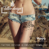 5 x sexy realistic roses with precious stone  tattoo design high resolution download