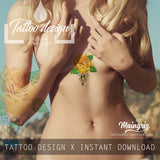 5 x sexy realistic roses with precious stone  tattoo design high resolution download