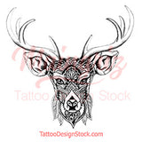 original deer mandala half sleeve tattoo design references created by tattoo artist