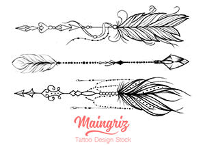 3 arrows with feathers tattoo design