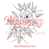 Sexy peony linework half sleeve tattoo design high resolution download