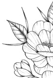 Half sleeve peony linework tattoo design high resolution download