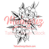 Half sleeve peony linework sexy tattoo design high resolution download