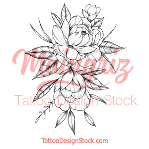 Half sleeve peony sexy tattoo design high resolution download