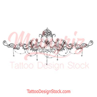 Hibiscus and lace garter tattoo design high resolution download