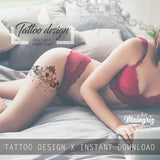 Hibiscus and lace garter tattoo design high resolution download