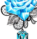 Indigo stone with realistic rose tattoo design high resolution download