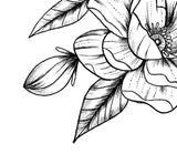 Linework peony half sleeve high resolution download