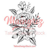 Linework peony half sleeve high resolution download