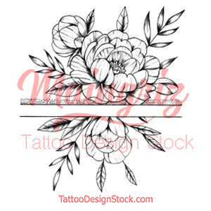 Sexy peony linework forearm tattoo design high resolution download