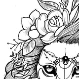 Lion flowers line work tattoo design high resolution download