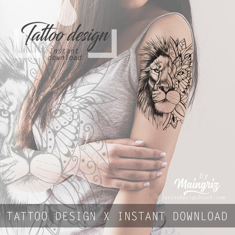 Mandala lion tattoo design high resolution download
