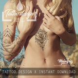 amazing rose mandala underboob tattoo for woman