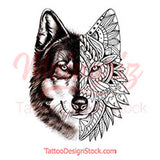 Mandala Wolf - tattoo design download #2