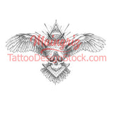 original illuminati owl and skull tattoo in instant download