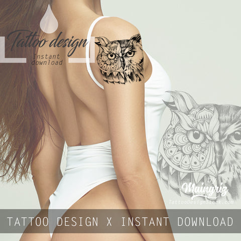 Owl mandala - tattoo design download #4