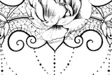 Peony and lace garter tattoo design high resolution download