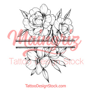 Sexy peony linework forearm tattoo design high resolution download