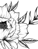 Sexy peony linework forearm tattoo design high resolution download