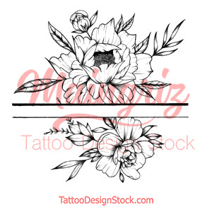 Sexy peony linework forearm tattoo design high resolution download