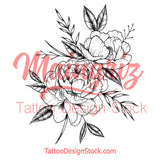 Peony half sleeve linework sexy  tattoo design high resolution download