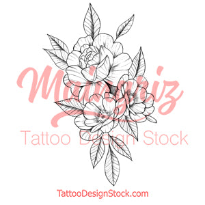 Peony linework half sleeve tattoo high resolution download