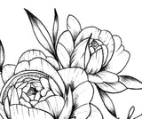 Sexy peony linework forearm tattoo design high resolution download