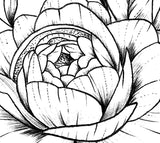 Sexy peony linework forearm tattoo design high resolution download