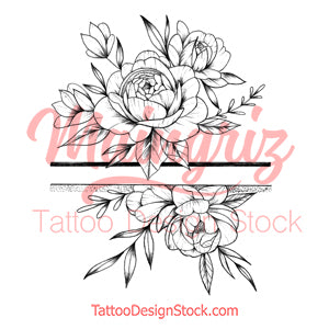 Sexy peony linework forearm tattoo design high resolution download