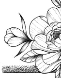 Sexy peony linework forearm tattoo design high resolution download