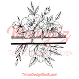 Sexy peony linework forearm tattoo design high resolution download