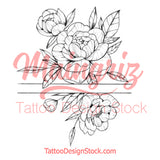 Peony linework forearm  - tattoo design download