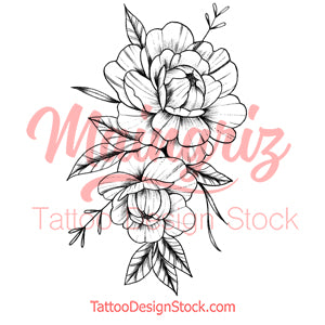 Peony linework half sleeve  - tattoo design download