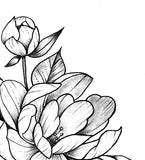 Peony linework sideboob  - tattoo design