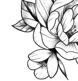 Peony linework sideboob  - tattoo design