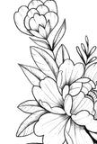 Peony linework sideboob tattoo design high resolution download