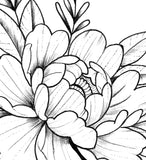 Peony linework sideboob tattoo design high resolution download