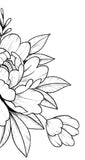 Peony linework sideboob tattoo design high resolution download