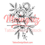 Sexy peony linework forearm tattoo design high resolution download