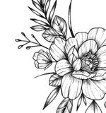 Sexy peony sideboob linework tattoo design high resolution download