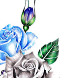 Precious stone with realistic rose tattoo design high resolution download