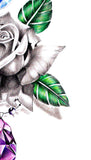 Precious stone with realistic rose tattoo design high resolution download