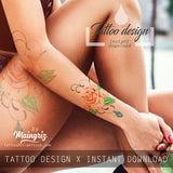 Precious stone with realistic rose tattoo design high resolution download