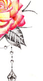 Precious stone with rose dotwork tattoo design high resolution download