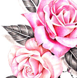 Precious stone with sexy realistic rose  tattoo design high resolution download