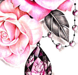 Precious stone with sexy realistic rose  tattoo design high resolution download