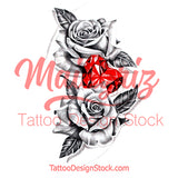 Precious stone with sexy rose tattoo design high resolution download