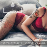 Precious stone with sexy rose tattoo design high resolution download