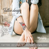 Precious stone with sexy rose tattoo design high resolution download