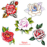 5 originals roses custom tattoo design in new school and neo traditional tattoo style